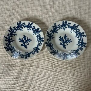 Z Gallerie Blue Coral Porcelain 8” Soup Bowls Set Of 2. Retired HTF.